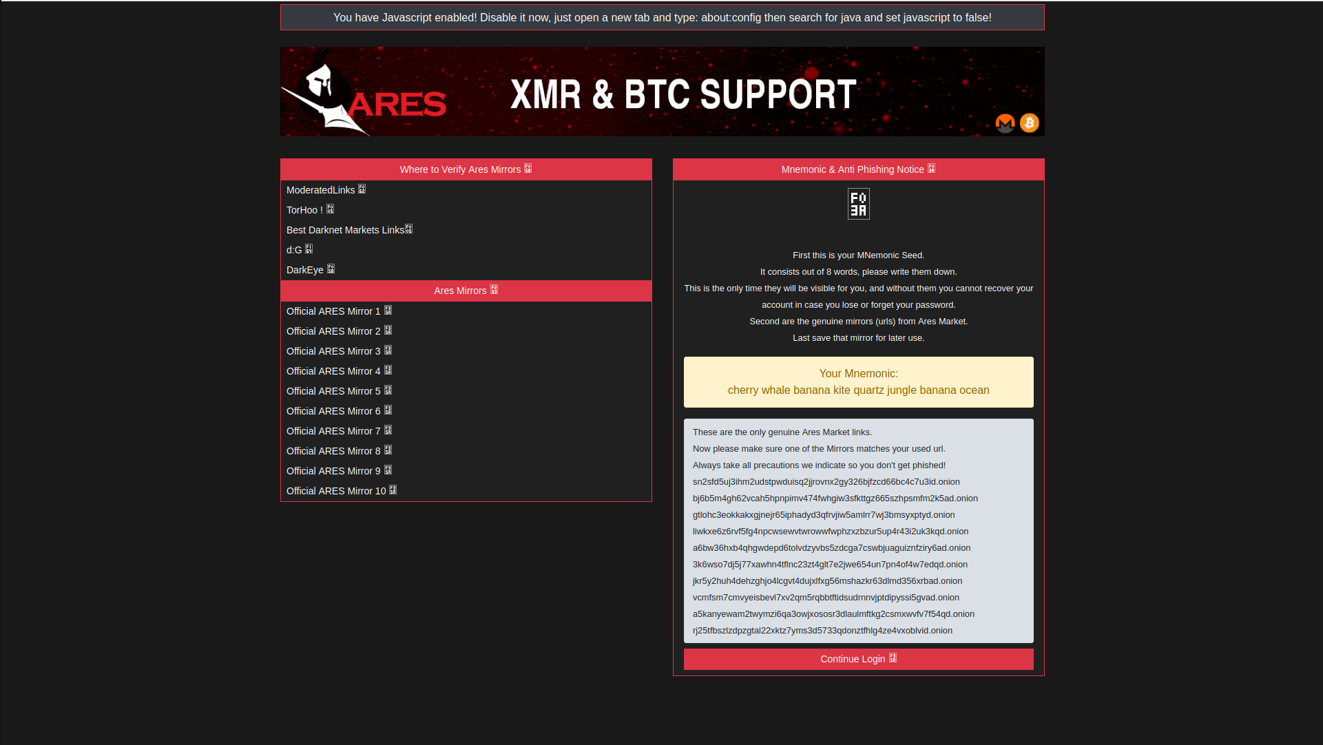 Mnemonic Backup Screenshot