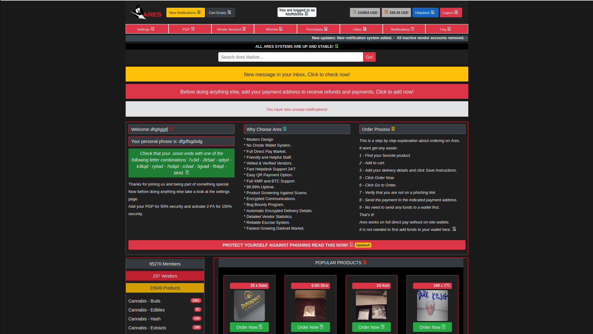 Main Interface - Ares Market